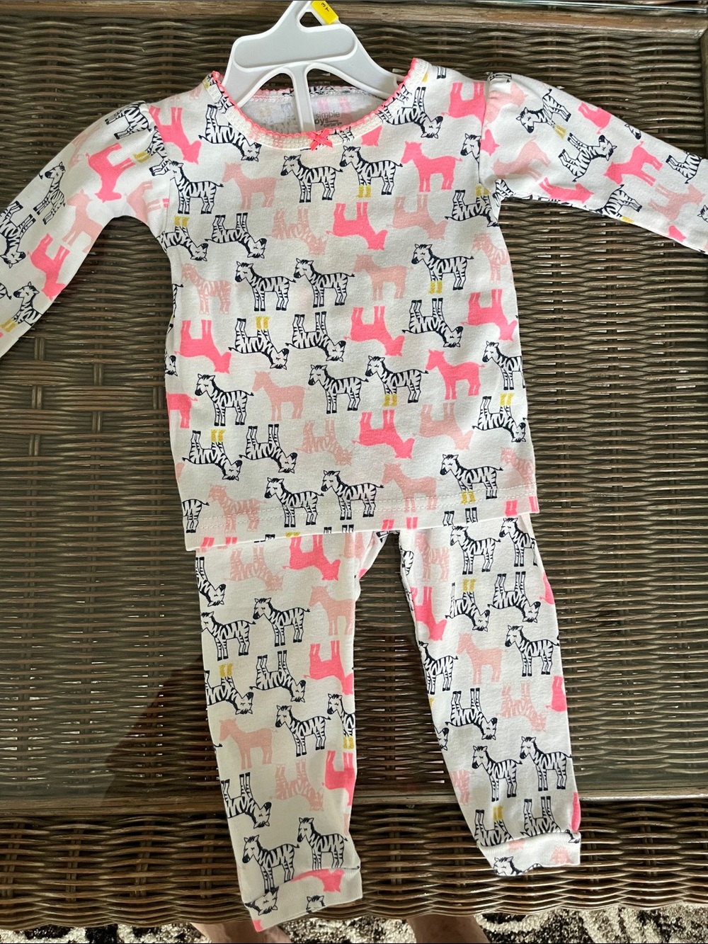 Carter's White Two-Piece Pajama Set with Pink and Black Zebra Print